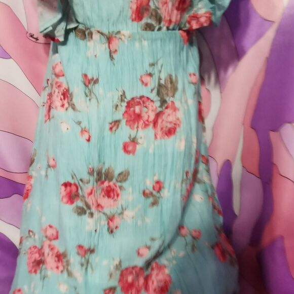 Cecil McBee Maxi Dress Size Small Floral Green Rose Gyaru Y2K Harajuku Kawaii S - Picture 6 of 13